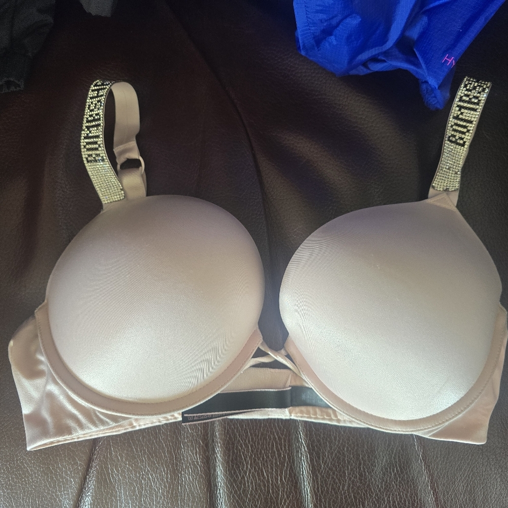 Victoria's Secret Pale Pink Push-Up Bra with Embellished Straps